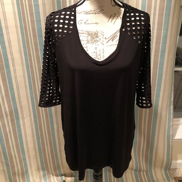 Tops - Black Cutout Blouse Tops - Black Cutout Blouse